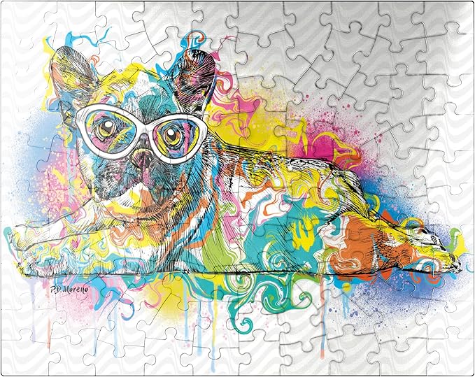 MyPuzzle Lazy Frenchie - Premium 100 Piece Jigsaw Puzzle for Adults