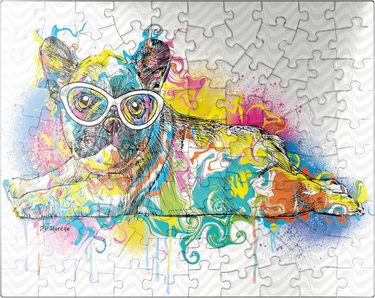 MyPuzzle Lazy Frenchie - Premium 100 Piece Jigsaw Puzzle for Adults