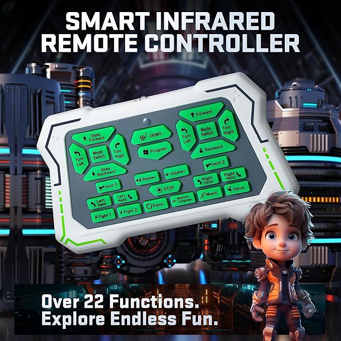 BEZGAR TR300 Robot Toys for Kids - Smart Programmable, Dancing Remote Control Emo Robot with 22 Actions, Supporting 78 Changing Expression, for Kids, 3 4 5 6 7 8 Year Old Boy Birthday