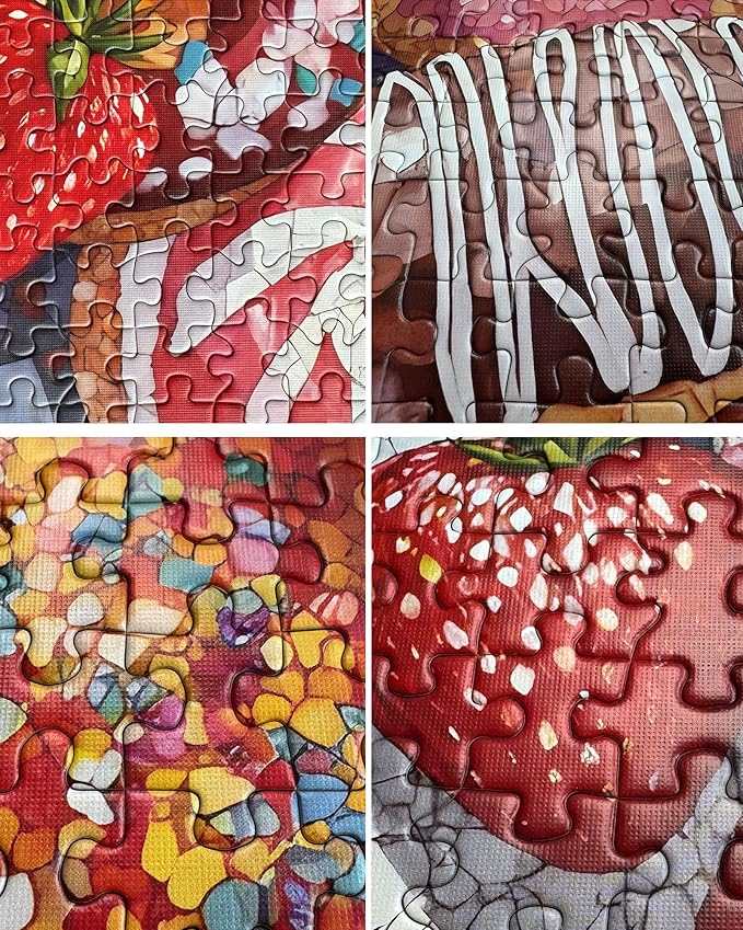 Donut Puzzles for Adults 1000 Pieces, 6 Colors on Back Jigsaw Puzzles, Pieces Fit Together Perfectly, Puzzle Size 26.6x19.2 in