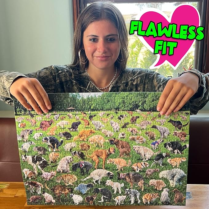 Funwares Original 101 Puppies Puzzle – 500-Piece Hilarious Dog Jigsaw – Funny Gift for Dog Lovers, White Elephant, and Pet Lovers with a Sense of Humor