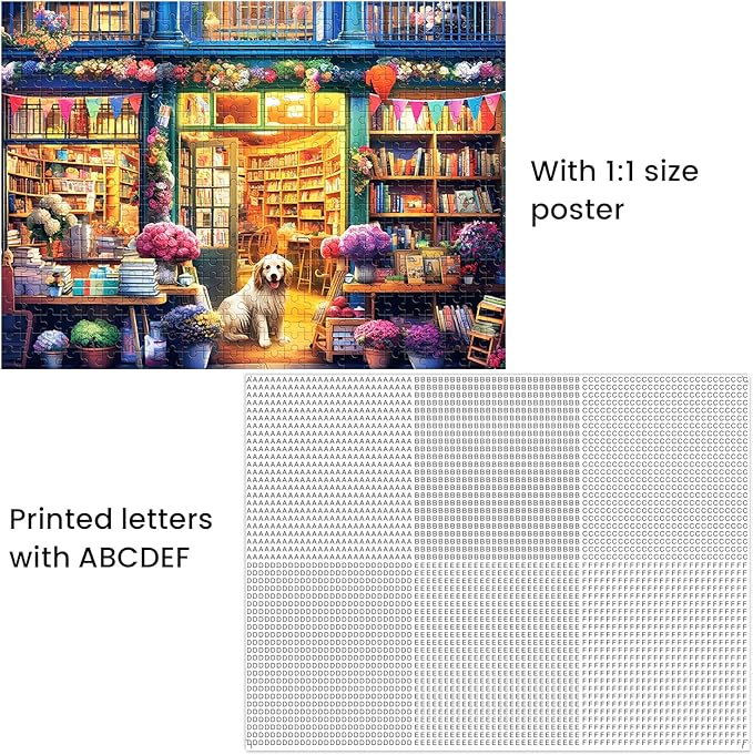 500 Piece Puzzle for Adults-Bookstore Dogs Puzzle | Recycled Cardboar Jigsaw Puzzles 500 Pieces | Challenging Family Activity Great Gift Idea for Family Friends | Difficult Puzzles Size 20.5 x 15 in