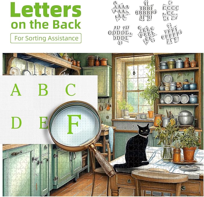 Vintage Country Kitchen Jigsaw Puzzle 1000 Pieces for Adults Cozy Farmhouse Scene Cat Sunflowers Rustic Decor Challenging Puzzle Games Fun Family Activity （27.6" x 19.7"）