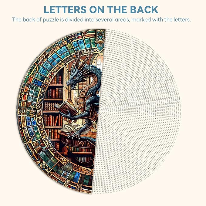 Round Puzzles for Adults 1000 Pieces, Hard Difficult Challenging Puzzles for Adults, Dragon's Library Jigsaw Puzzles 1000 Pieces for Seniors, 3D Visual Flat Puzzle (26.6 x 26.6in)