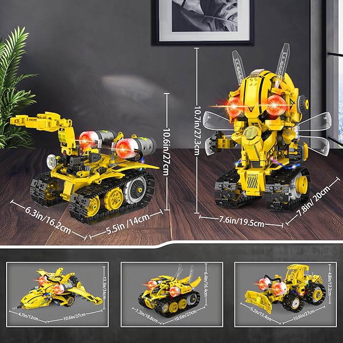 Yerloa Robot Building Kit STEM Gifts for Boy Ages 8-13 with App & Remote Control, 5 in1 Building Set Coding Robotic Toys for Kid Aged 6 7 8 9 10 11 12 Years Old Boy Girl Easter Birthday Gifts (673pcs)