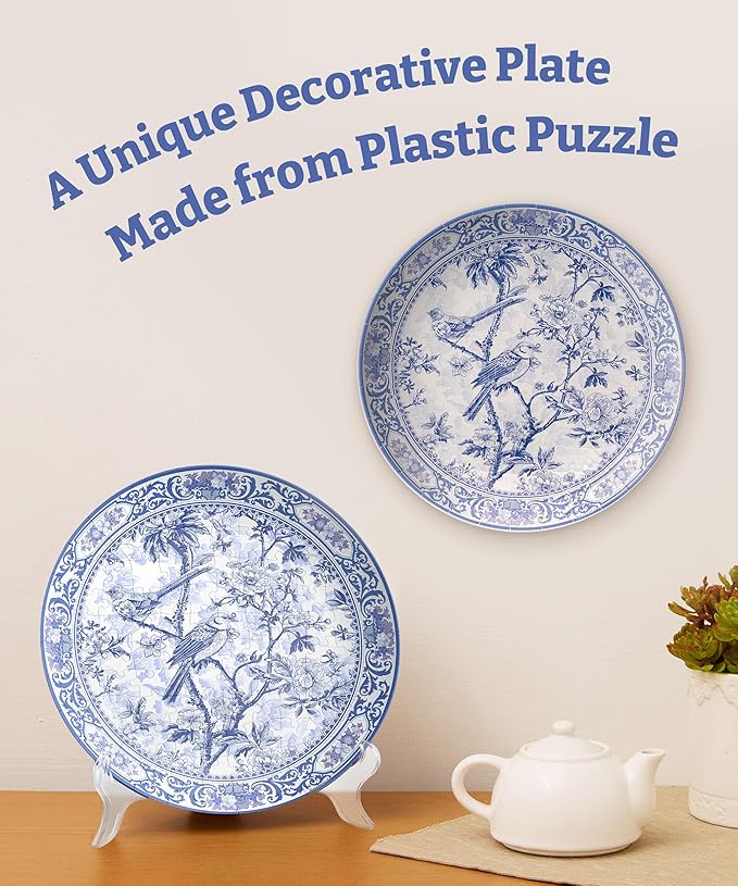 3D Puzzle Plate 124 Pieces - Floral Ballet with Birds - Jigsaw Puzzle for Adults, Decorative Plate with Durable Plastic Pieces, Ideal Gift for Home or Office Décor [PL1013]