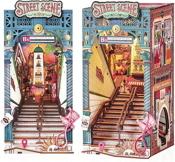Rolife Book Nook Kits DIY 3D Wooden Puzzle for Adults 10" Subway Urban Street Scene Decorative Bookends Bookshelf Insert Decor Creative Chirstmas Thanks Giving Gift for Men Women