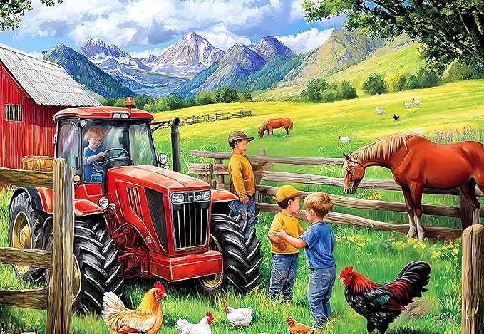 500 Piece Puzzles for Adults, Farm Animal Puzzles 500 Pieces, Puzzles for Kids Ages 6-8,Recycled Cardboard Horse Puzzle 500 Piece, Great Gift for Family Friends, 20.5 x 15 in