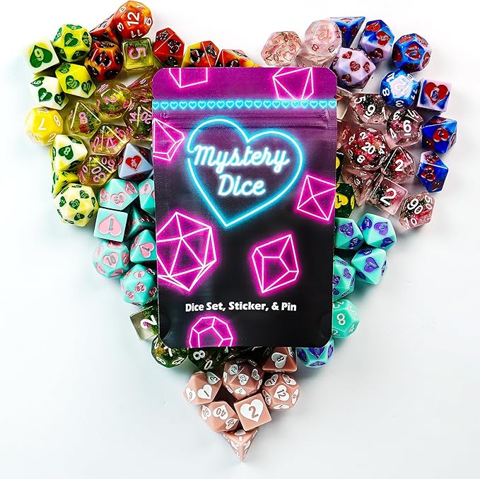 1985 Games Sweetheart Dice, Set of 7 Polyhedral Dice, Pink DND Dice, Suitable for DND, RPG Games (Sweetheart Pack of 1)