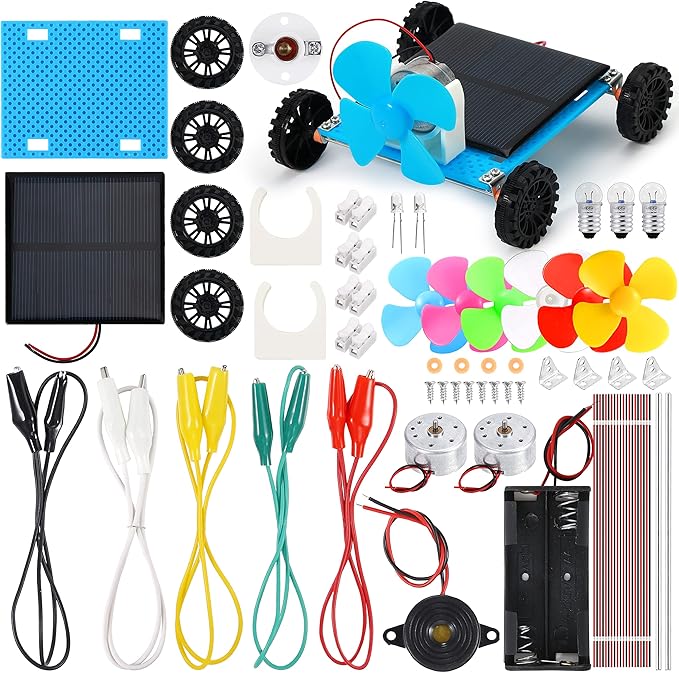 Sntieecr Electric Circuit Motor Kit with Solar Panel, Solar Motor Kit for Kids Science Experiment Educational Montessori Learning Kits, DIY STEM Science Project for Boys and Girls