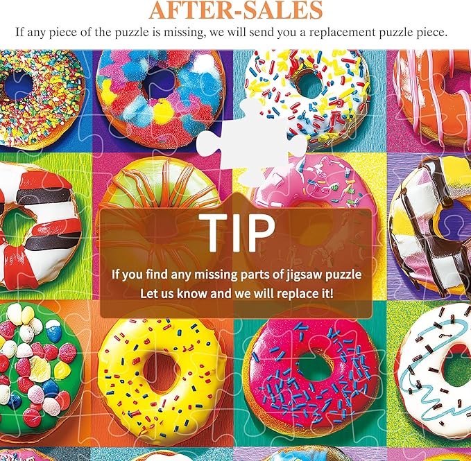 ALL4JIG Doughnut Fun Jigsaw Puzzles for Adults and Kids, 500 Pieces, 19" x 14", Christmas Secret Santa Gift, White Elephant Gifts, Number Partitioned for Easy Solving