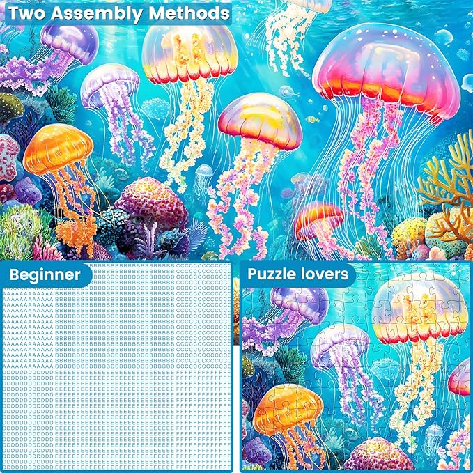 300 Piece Puzzle for Adults,Ocean Jellyfish Jigsaw Puzzles 300 Pieces for Adult Kids Elderly Puzzle Game Premium Cardboard Jigsaw Puzzle Challenging Puzzles Game Family Activity Birthday Gift Toy