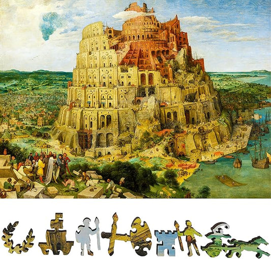 Wooden Puzzle for Adults - Uniquely Shaped Pieces - Made in The USA by FoxSmartBox - 420 Pieces - The Tower of Babel