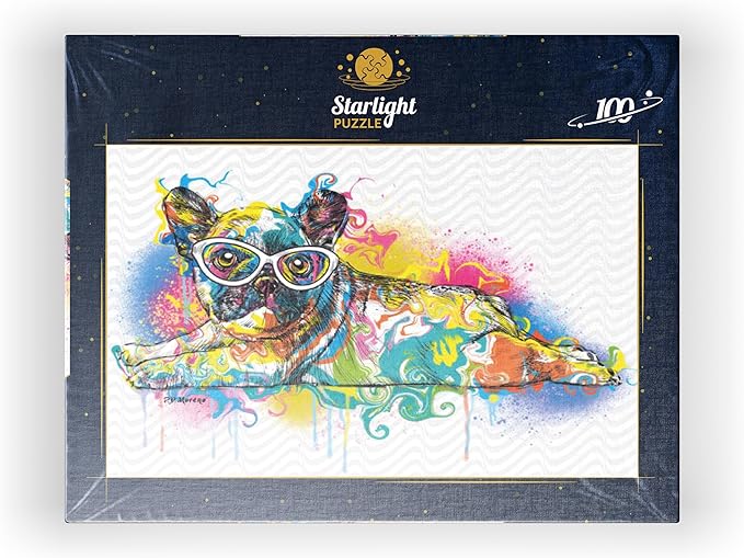 MyPuzzle Lazy Frenchie - Premium 100 Piece Jigsaw Puzzle for Adults