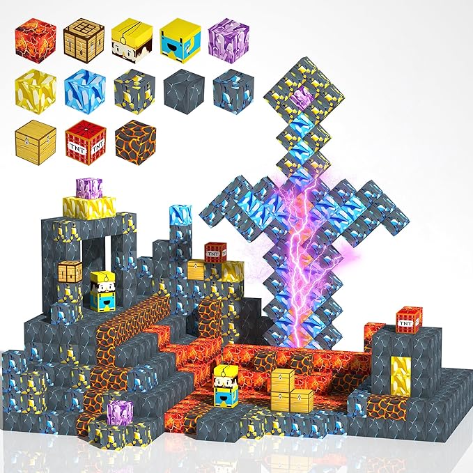 180PCS Magnetic Blocks, Magnetic Building Blocks for Kids, STEM Constructions Toy Magnet Building Sets for Boys Girls Age 4-8, Sensory Stacking Toy Christmas Birthday Gifts for Kids, 0.8" Size