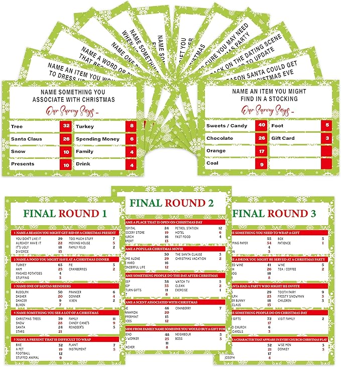 Christmas Family Feud Game,Funny Christmas Party Games, Christmas Trivia Game, Family Feud Quiz Holiday Games for Groups SD-WF01