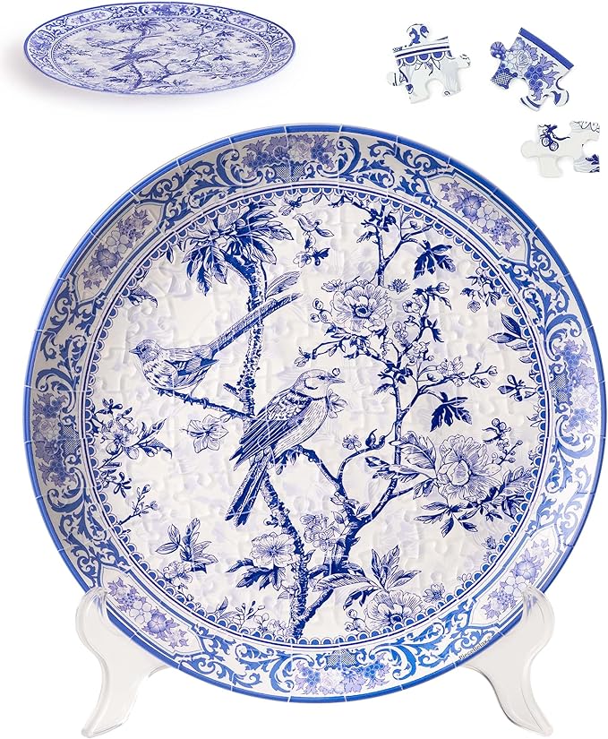 3D Puzzle Plate 124 Pieces - Floral Ballet with Birds - Jigsaw Puzzle for Adults, Decorative Plate with Durable Plastic Pieces, Ideal Gift for Home or Office Décor [PL1013]