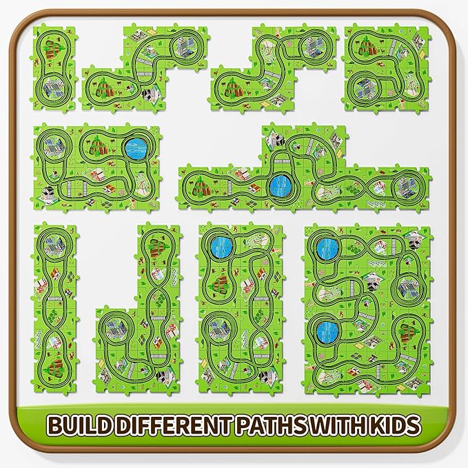 48 PCS Puzzle Track Car Set for Boys Kids 3-5, Toddler Boys Toys for 3 4 5 6 Years Old, Puzzle Race Tracks Car Toys, Birthday Gifts for Kids 3 4 5 6 7 8 Year Old Boys Girls