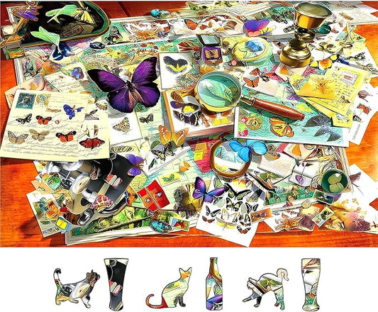 Butterfly Garden 500 Piece Jigsaw Puzzle for Adults Vintage Postcards Design Challenging Colorful Flower Unique Jigsaw Puzzles Ideal for Family Game Nights & Home Decor