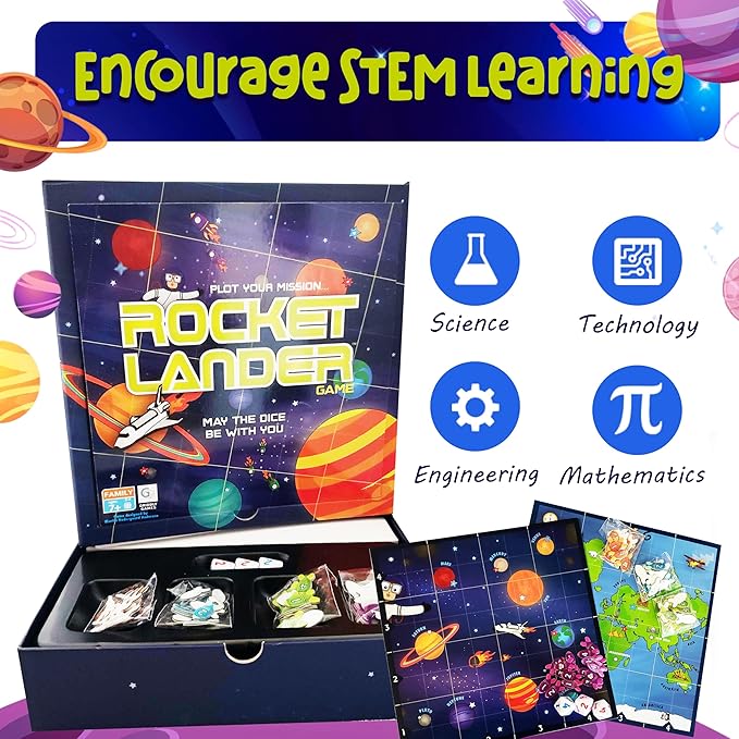 RocketLander: The Ultimate STEM Board Games for Kids 8-12 | Boost Critical Thinking & Problem-Solving Skills | Mensa-Winning Strategy Game | Math & Educational Games for Kids Ages 8-12