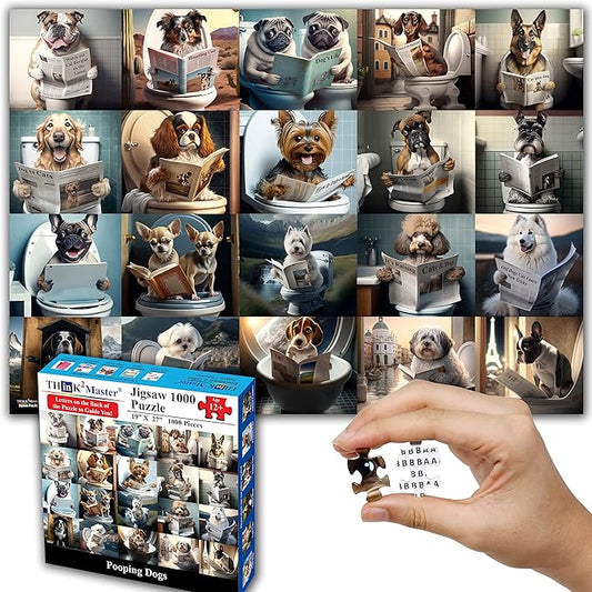 Think2Master Pooping Dogs & Puppies 500 Pieces Jigsaw Puzzle. Pooping Puppies, Funny Bathroom Decoration, Gag Gift. Fun Toy Teens, Adults, Seniors & Families. Great for Kids 13+ Size: 26.8” x 18.9”