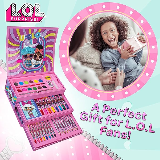 L.O.L. Surprise! Colored Pencils Art Supplies Kids Drawing Kit School Supplies Painting Kit Girls Drawing Pencils Art Kit Travel Case with Crayons Arts and Crafts for Kids 4-12 (Multicolor)