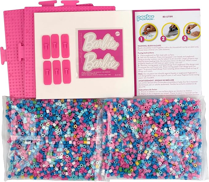 Perler 80-57199 Mattel Barbie Fused Bead Deluxe Activity Kit, 9 Unique Patterns, Multicolor, 4011 Pieces