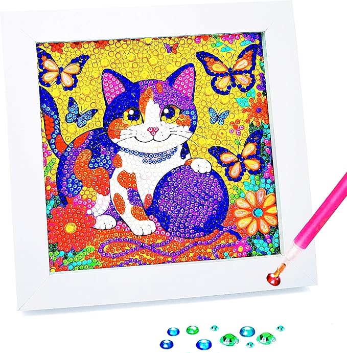 Diamond Art Kits for Kids - Crafts for Ages Girls 8-12 - Diamond Art Painting with Wooden Frame Included - Arts and Crafts for Kids Age 4-6 - GEM Art Supplies for Beginner Friendly Decor Birthday Gift