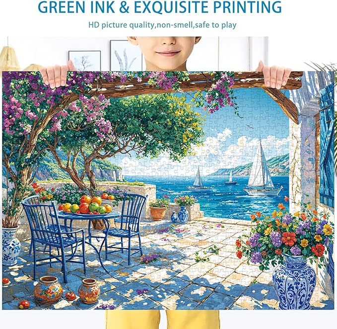 Jigsaw Puzzles for Adults 1000 Pieces, Interlock Perfectly Letter on Back No Dust, Home Decor Birthday Party Gift Toy for Men Women Elders Seniors, 1:1 Poster - Summer Coast