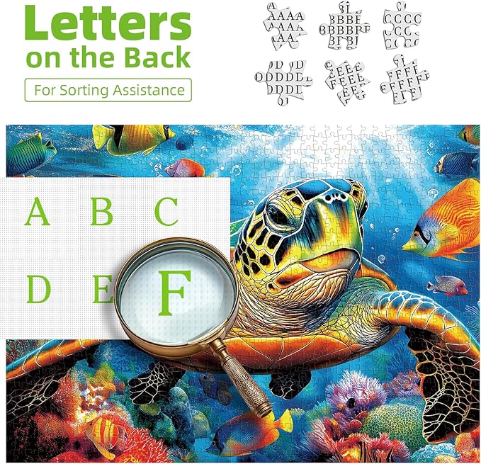 Blueforest Ocean 500 Piece Puzzles for Adults - Sea Turtle Conservation Jigsaw Puzzle, Recycled Panoramic Coral Reef Art & Challenging Family Activity (23"x15")