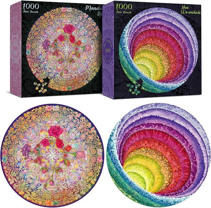Antelope 2 in 1 1000 Piece Puzzle Bundle - Hue Wormhole & Mandalic Rose Jigsaw Puzzles