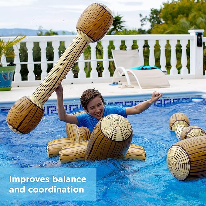 Upgraded Chuchik Inflatable Battle Logs - Joust Game Raft Pool Floats for Adults & Kids - Ages 4-8, 8-12