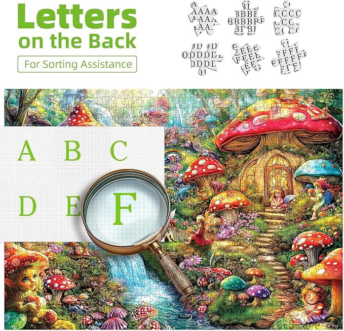 Fantasy Mushroom Puzzles for Adults 1000 Pieces Colorful Fairy Cottage Puzzle for Adults Impossible Hard Difficult Unique Jigsaw Puzzles 1000 Pieces Challenging Family Puzzle Perfect for Game Nights