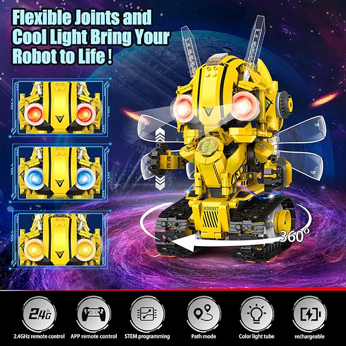 Yerloa Robot Building Kit STEM Gifts for Boy Ages 8-13 with App & Remote Control, 5 in1 Building Set Coding Robotic Toys for Kid Aged 6 7 8 9 10 11 12 Years Old Boy Girl Easter Birthday Gifts (673pcs)