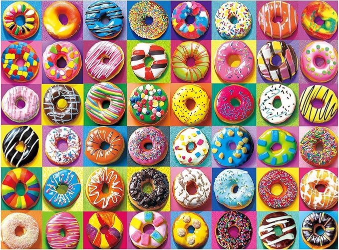 ALL4JIG Doughnut Fun Jigsaw Puzzles for Adults and Kids, 500 Pieces, 19" x 14", Christmas Secret Santa Gift, White Elephant Gifts, Number Partitioned for Easy Solving