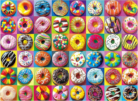 ALL4JIG Doughnut Fun Jigsaw Puzzles for Adults and Kids, 500 Pieces, 19" x 14", Christmas Secret Santa Gift, White Elephant Gifts, Number Partitioned for Easy Solving
