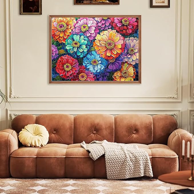 500 Piece Puzzle for Adults Puzzle Flowers, Recycled Cardboar Jigsaw Puzzles 500 Pieces Children Elderly, Family Activity Game Great Gift for Mom Dad Friend Difficult Puzzles Size 20.5 x 15 inches