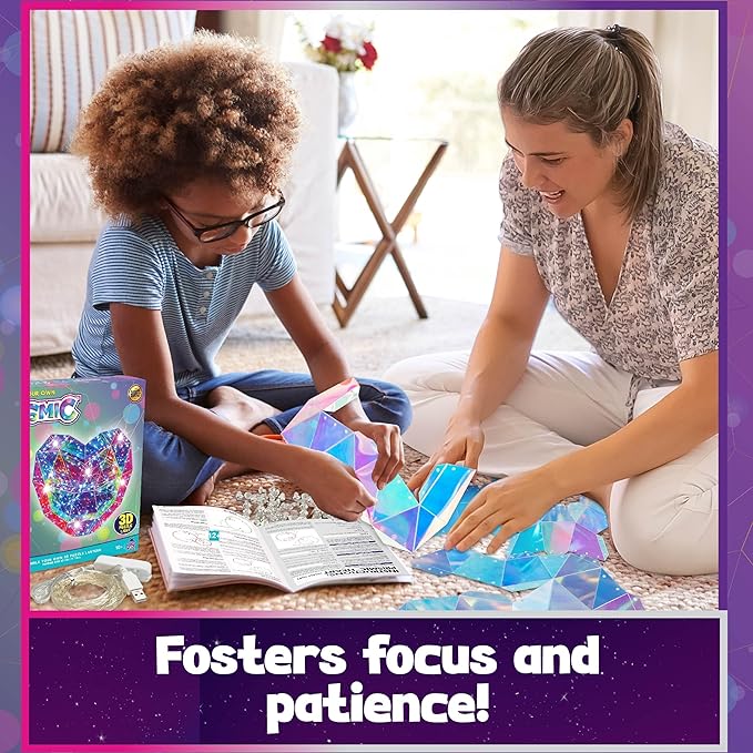 PURPLE LADYBUG Prismic Make Your Own 3D Heart Table Light for Girls, DIY Room Decor Craft, Gift for Girls 8, 9, 10, 11, 12-16 Years Old, Tweens & Teens, Birthday Gifts, Kids Arts and Crafts