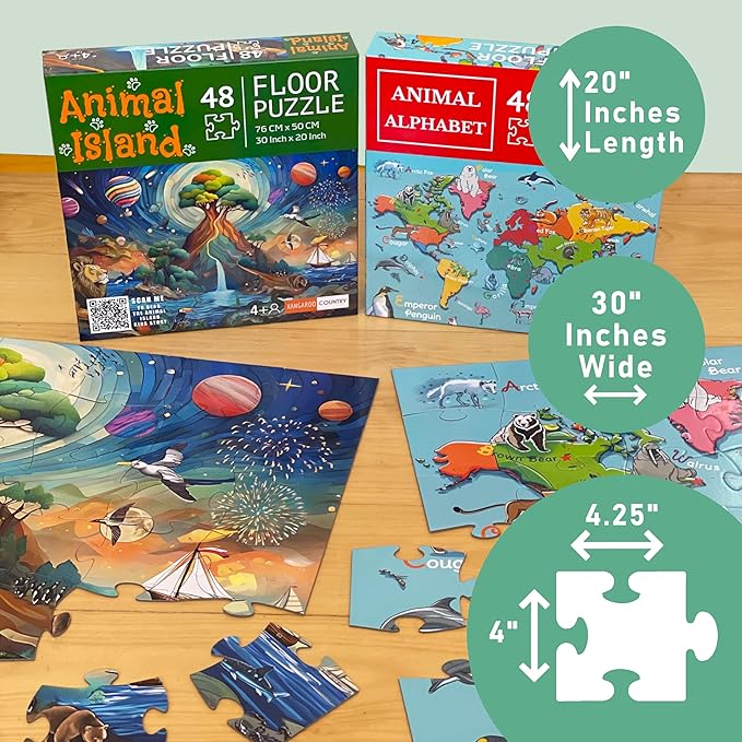 Puzzles for Kids, Animal Island 48 Piece Jigsaw Puzzle, Educational Toys, Animal Puzzle, for Kids Aged 4-8, Gifts for Boys & Girls