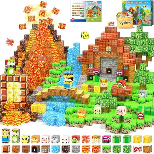 Magnetic Blocks - 150PCS Magnetic Board Building Toys for Boys Age 3-5 4-8 8-12, Kids Toys Build Mine Magnet World & Birthday Gifts for Kids Ages 3-12