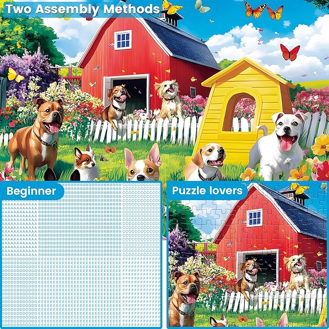 300 Piece Puzzles for Adults, Jigsaw Puzzles 300 Pieces for Adults Kids Dog Puzzle Animal Pet Lover Jigsaw Puzzle Recycled Cardboard Challenging Puzzles Game Family Activity Gift Toy 20.5x15inch