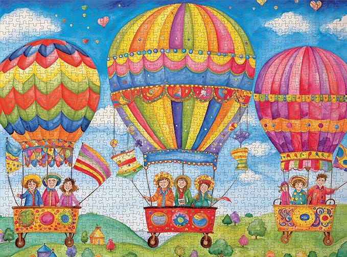 Cross & Glory - Floating on Cloud Nine - 1000 Piece Jigsaw Puzzle for Adults & Kids 12+ | Vibrant Hot Air Balloon Fantasy Picture | Best New Puzzles
