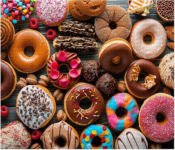 Tucocoo Colourful Donut Jigsaw Puzzles for Adults 1000 Pieces, Sweets Food Art Style Painting 27 x 20 inches Colorful DIY Puzzles for Home Decoration Gifts, Family Puzzle Perfect for Game Nights