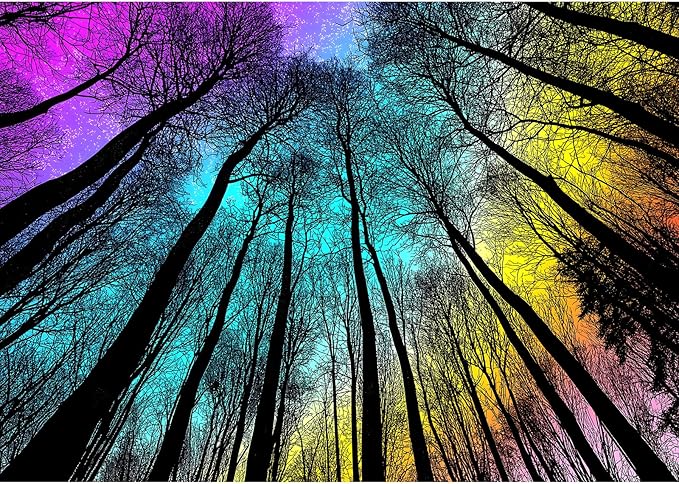 Blueforest 1000 Piece Puzzle for Adults - Starry Night Forest Gradient Magic Landscape | Challenging Wall Art Jigsaw with Poster, 27.5x19.7 Inch