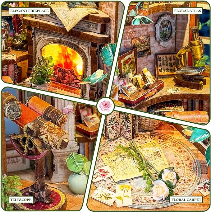 CUTEROOM Miniature House Kits for Adults, Mini Dollhouse Wooden Furniture Kit, DIY Craft Kits Creative Room Tiny House for Decoration-Dream Flower Shop