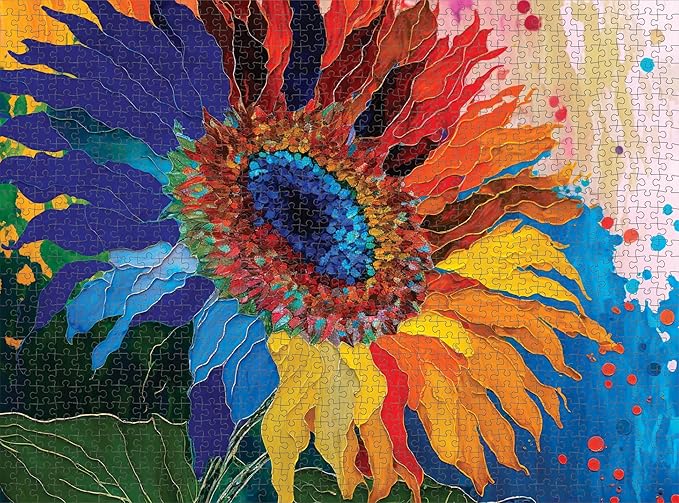 Cross & Glory - Sunflower Kaleidoscope - 1000 Piece Jigsaw Puzzle for Adults | Colorful Flower Artwork | Challenging and Fun Activity | Great Gift for Garden Lovers