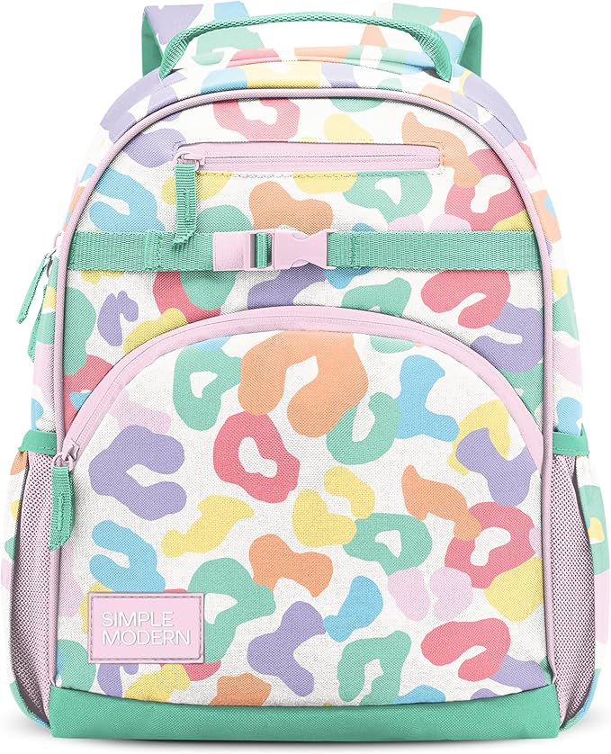 Simple Modern Medium Toddler Backpack for School Girls and Boys | Kindergarten Elementary Kids Backpack | Fletcher Collection | Kids - 15" tall | Rainbow Leopard