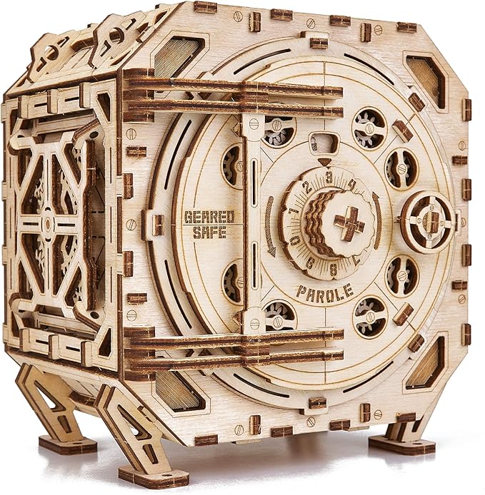 Wood Trick Safe Wooden Model Kit for Adults to Build - DIY Locker Puzzle Box with Combination - Mechanical - Store Your Precious Items - Heavy Duty Design - 3D Wooden Puzzles for Adults