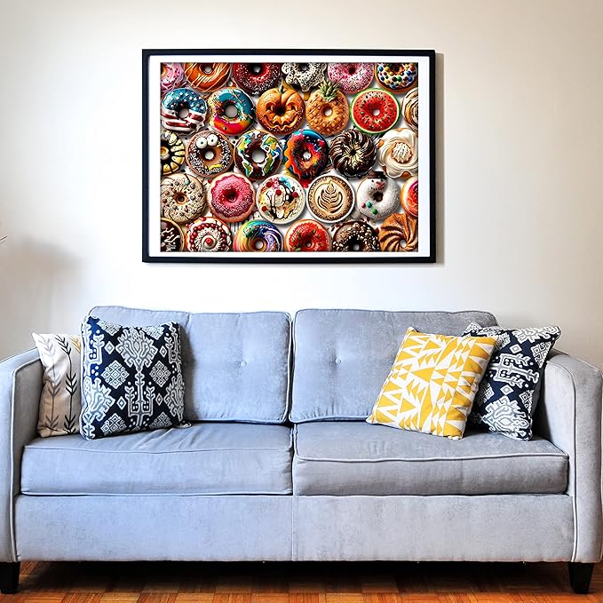 Think2Master Donuts 250 Pieces Jigsaw Puzzle. Perfect White Elephant Gag Gift. Fun Toy for Kids, School & Families.Great Gift for Boys & Girls Ages 8+. Size: 14.2” X 19.3”