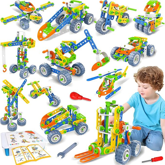 12 in 1 STEM Toys for 4 5 6 7 8+ Year Old Boy Girl Birthday Gifts Building Toys for Kids Ages 4-8 5-7 6-8 Educational Stem Activities for Boys 4-6 8-10 Construction Creative Games Holiday Idea Gift